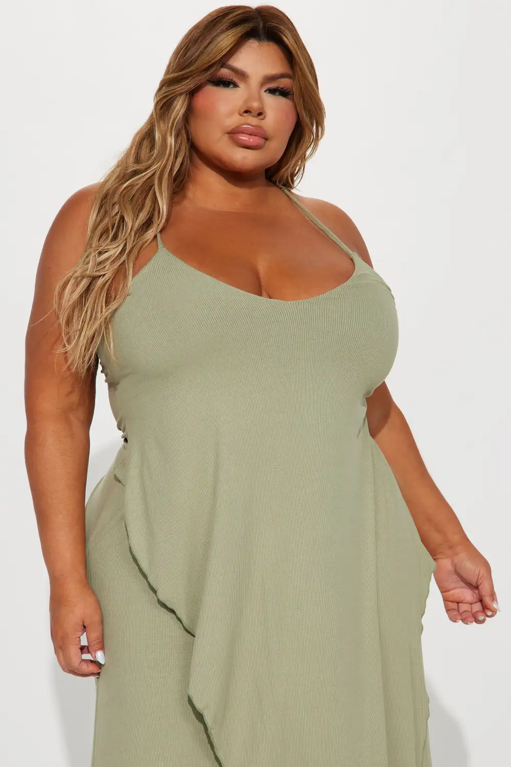 Come This Way Ribbed Maxi Dress - Sage