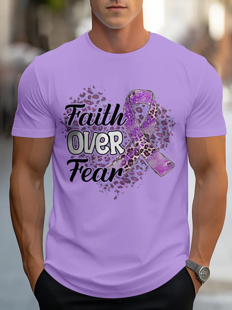 Men'S Round-Neck Short-Sleeved T-Shirt Faith Over Fear Prints