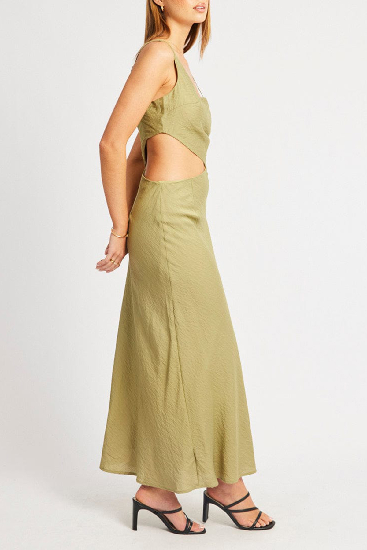 Green Maxi Dress Cut Out Detail