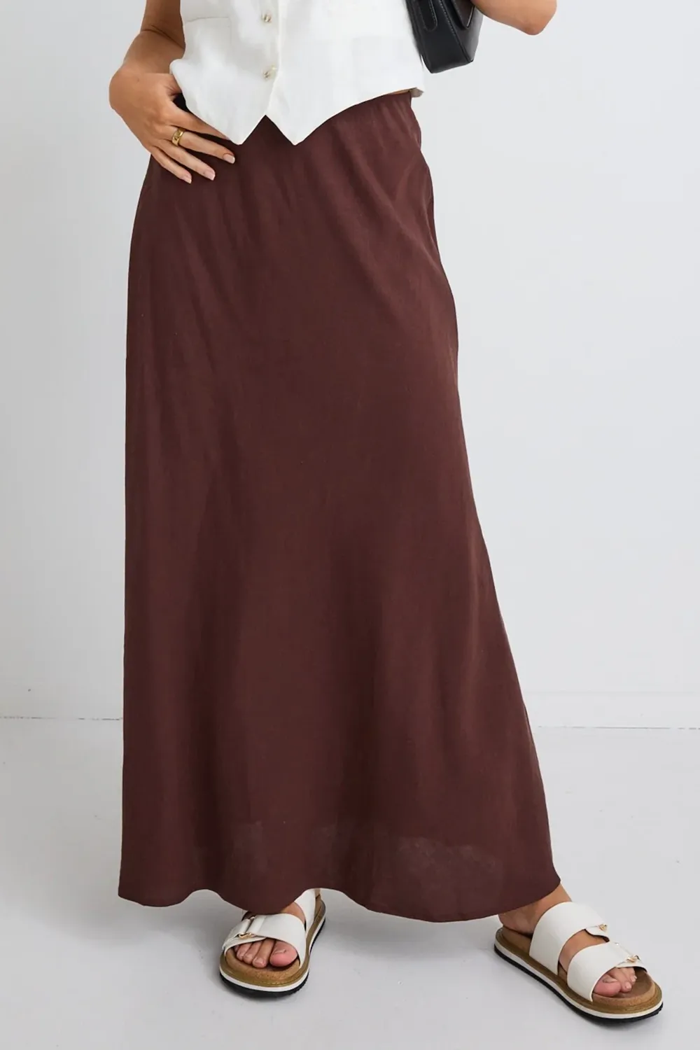 Linen Floaty Bias Cut Maxi Skirt