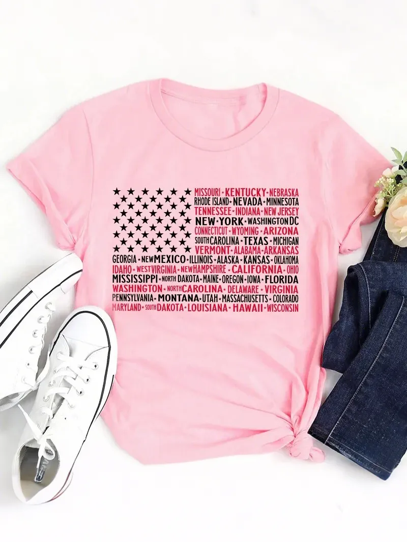 Vintage American Flag 4Th Of July Teacher T-Shirt