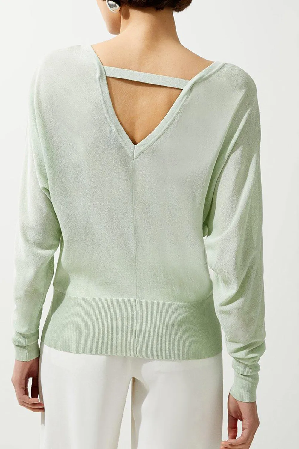 Lightweight Knitted V Neck Long Sleeve Jumper