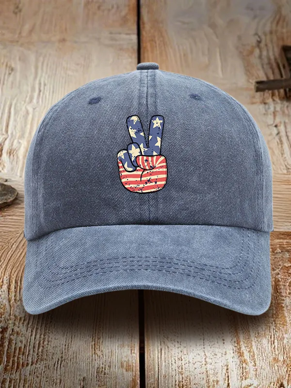Star Stripe Two Print Washed Baseball Cap
