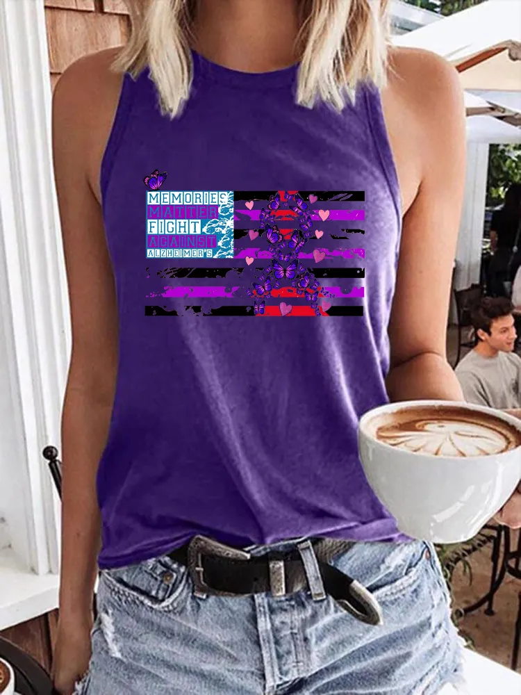 Women'S Round-Neck Sleeveless Vest With Memories Matter Fight Against Alzheimer'S