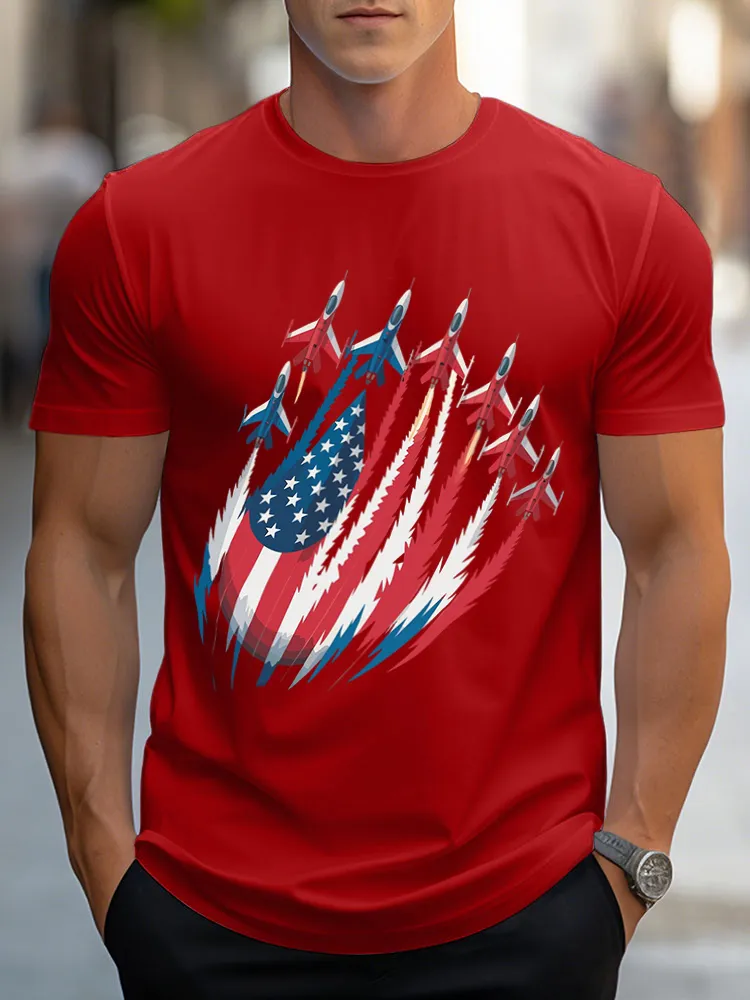 Man'S Independence Day Round-Neck Short-Sleeved T-Shirt