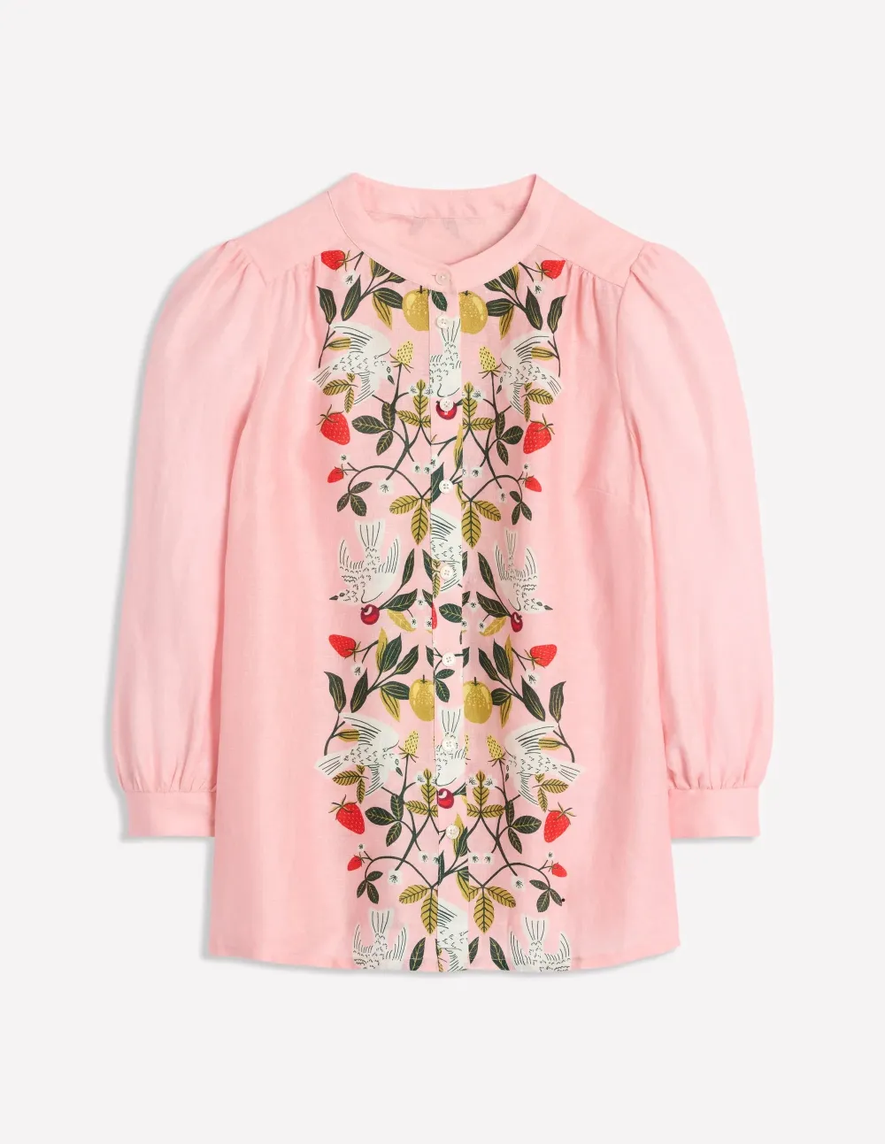 Pink Embroidered Linen Blouse