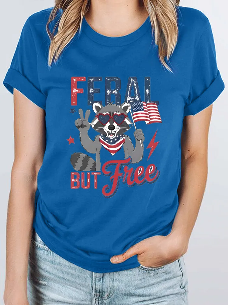 Woman'S Feral But Free Short-Sleeved T-Shirt