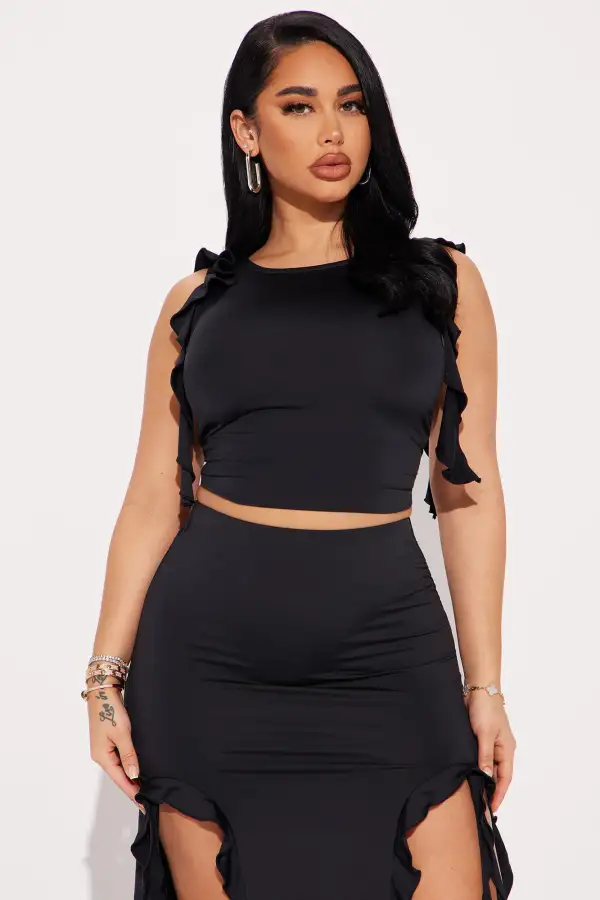 Sydney Ruffle Skirt Set - Black