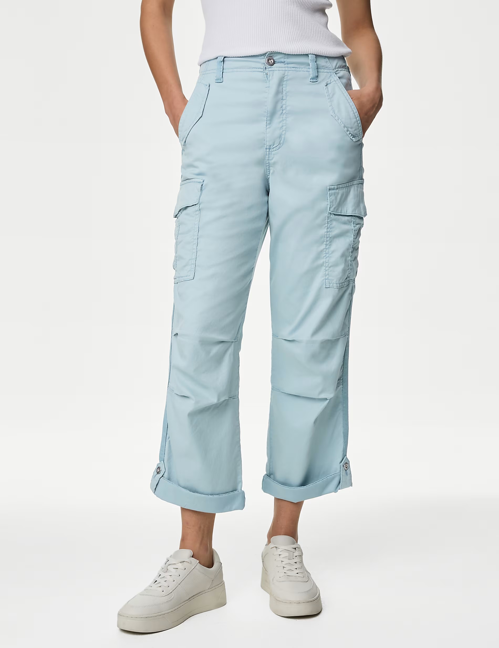 Rich Cargo Tea Dyed Cropped Trousers