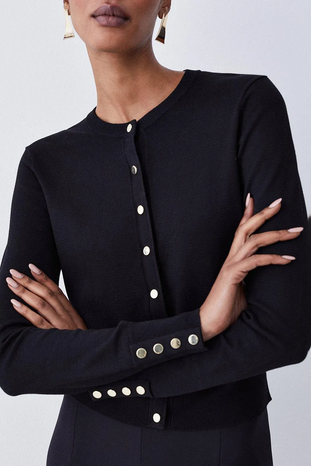 Viscose Blend Knitted Crew Neck Cardigan