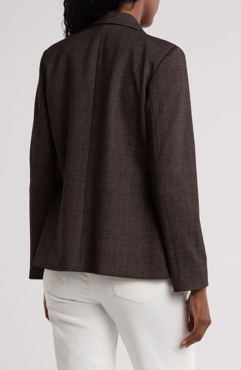 Plaid Ponte Single-Button Blazer