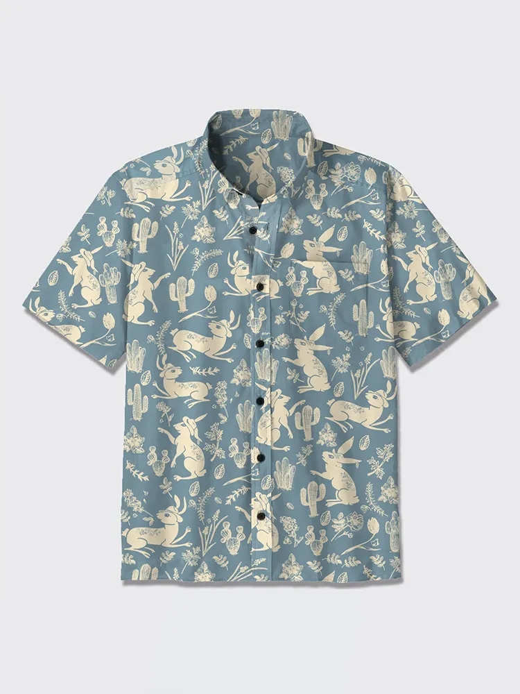 Easter Rabbit On Wheat Field Button Up Shirt