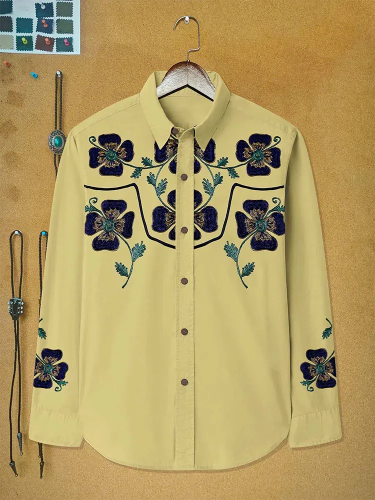 Vintage Western Cowboy Music Long Sleeves Shirt