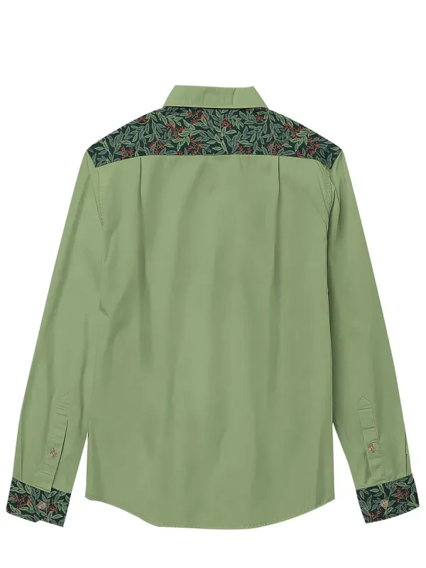 Men's Christmas Holly Long Sleeves Shirt
