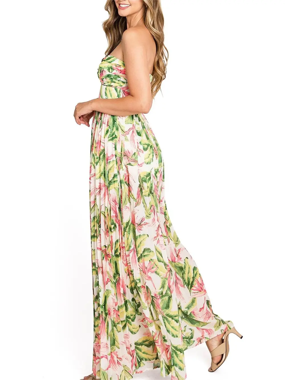 Floral Print Strapless Maxi Jumpsuit