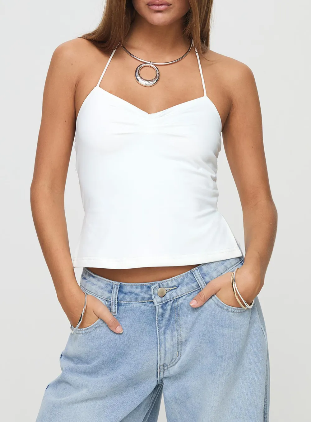 Rehna Halter Top White