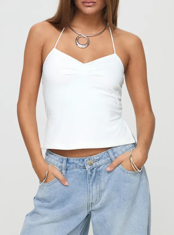 Rehna Halter Top White