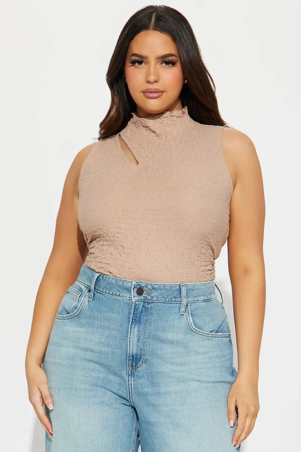 Nataly Textured Top - Taupe