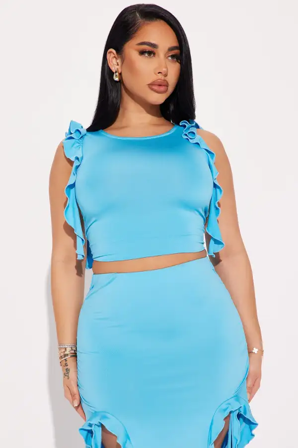 Sydney Ruffle Skirt Set - Aqua