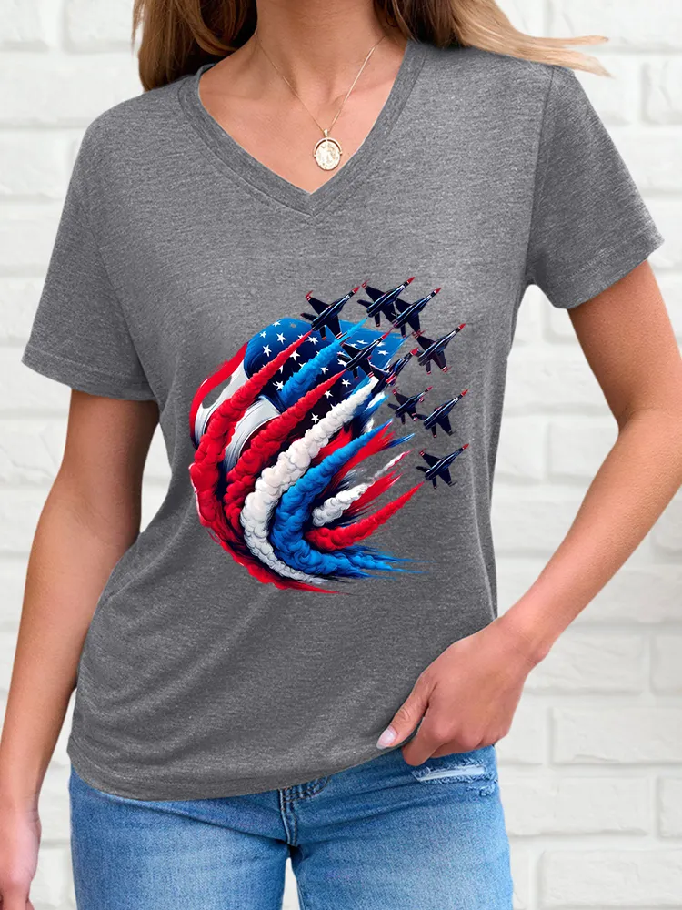 Woman'S Independence Day Print Short-Sleeved T-Shirt