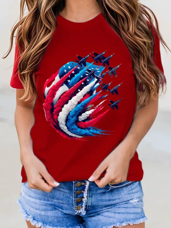 Woman'S Independence Day Print Short-Sleeved T-Shirt