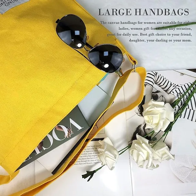 Canvas Tote Bag For Women Retro Large Size Canvas Shoulder Bag Hobo Crossbody Handbag Casual Tote For Shopping And Travel