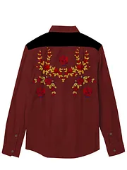 Men's Retro Western Floral Long Sleeves Shirt