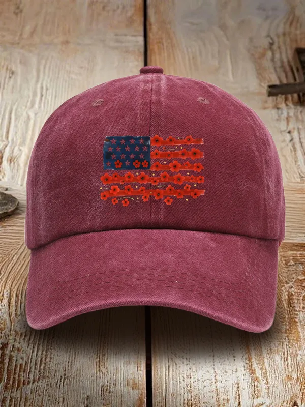 Independence Day Print Washed Baseball Cap