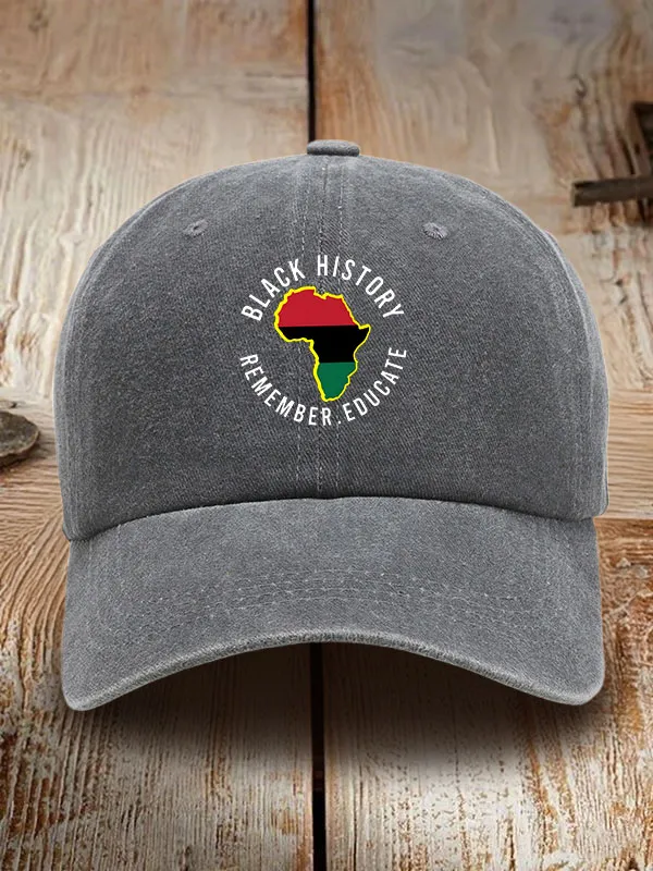 Black History Remember Educate Washed Baseball Cap