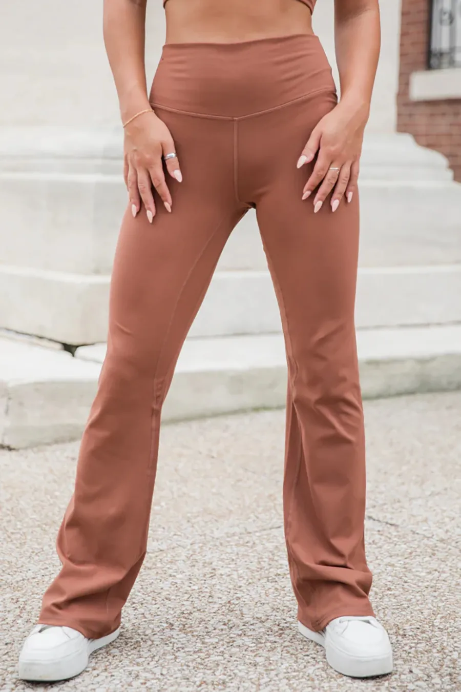 Brown Flare Knit Leggings