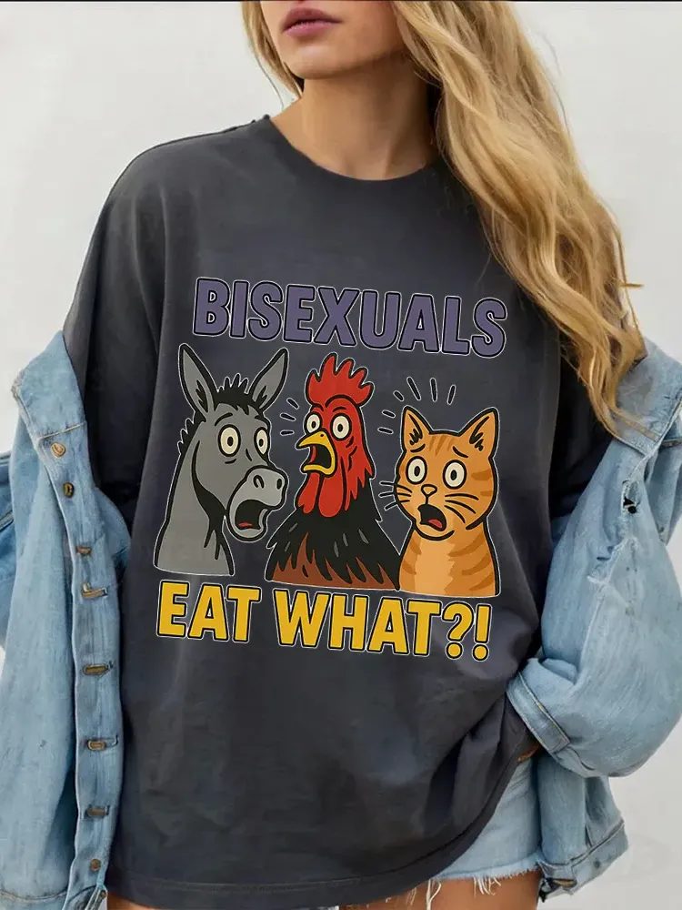 Women'S Bisexuals Eat What?! Short Sleeve Round-Neck T-Shirt
