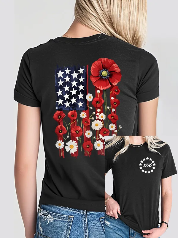 Woman'S 1776 Independence Day Print Short-Sleeved T-Shirt