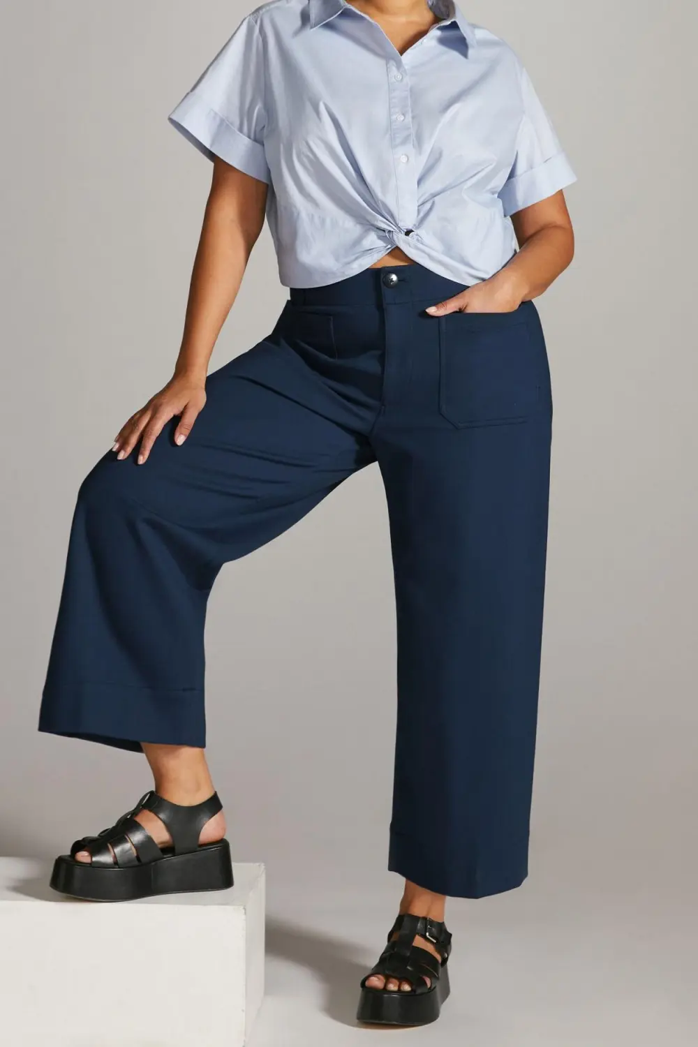 Brushed Knit Edition Cropped Wide-Leg Pants