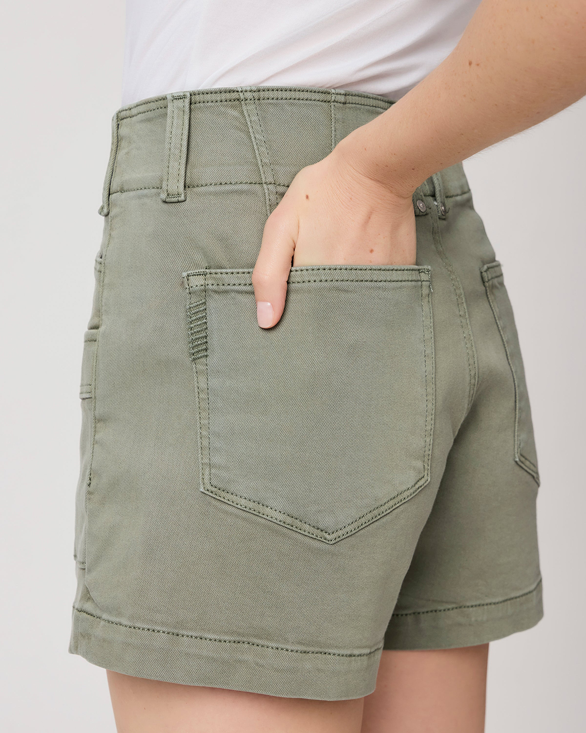 Olive Green Cargo Style Shorts