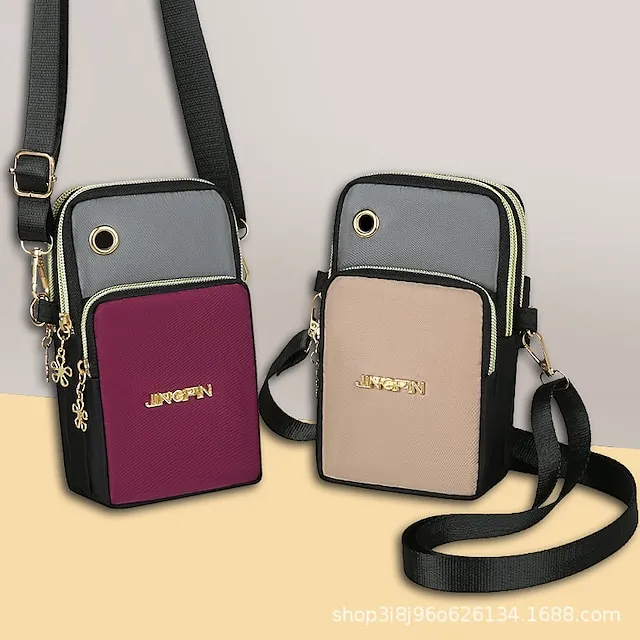 Men's Women's Crossbody Bag Shoulder Bag Wristlet Mobile Phone Bag Oxford Cloth Outdoor Daily Zipper Large Capacity Waterproof Lightweight Color Block Black Red Blue