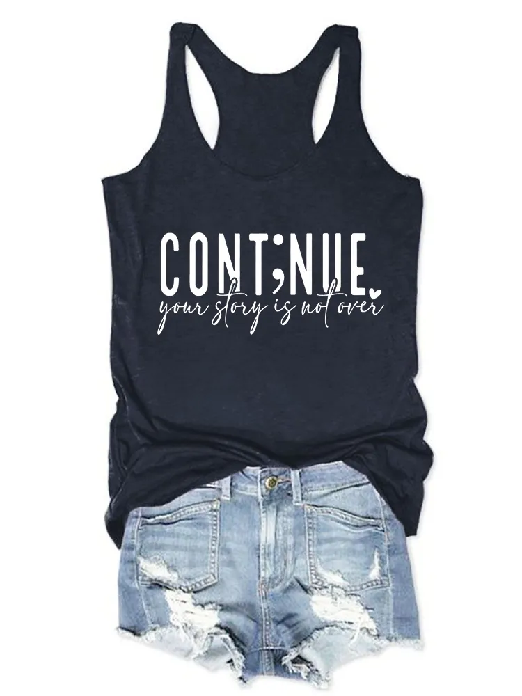 Women'S Round-Neck Sleeveless Vest Continue Prints