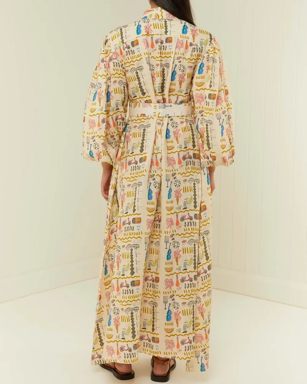 V-neck Puff Sleeve Maxi Dress