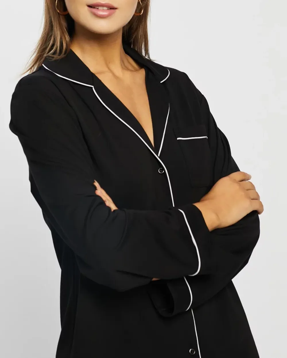 Long Sleeve Button-up Shirt Pajama Set