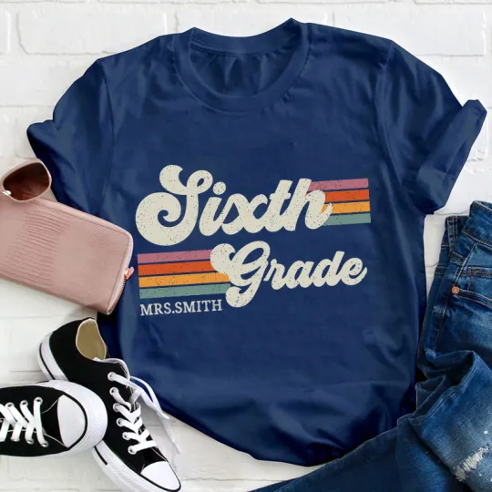 Four-Color Horizontal Stripe Pattern T-Shirt