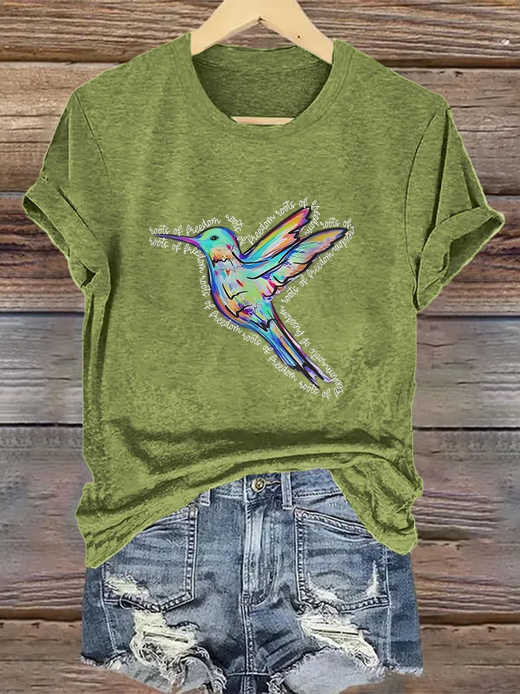 Woman'S Freedom Crew Neck Short Sleeve T-Shirt