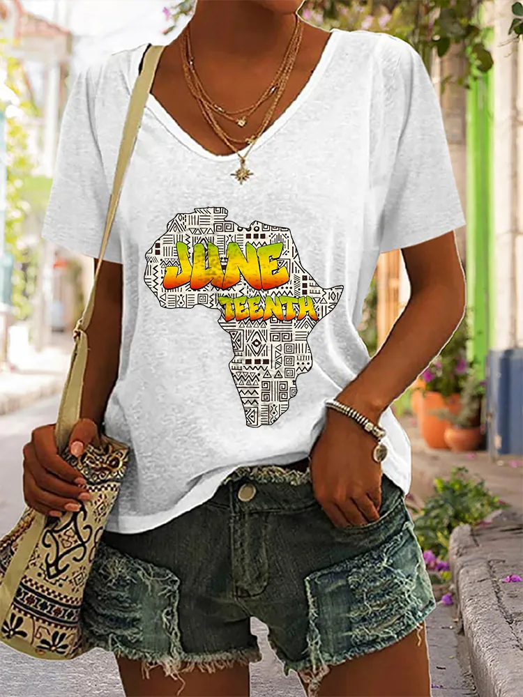 Women'S Juneteenth V-Neck T-Shirt