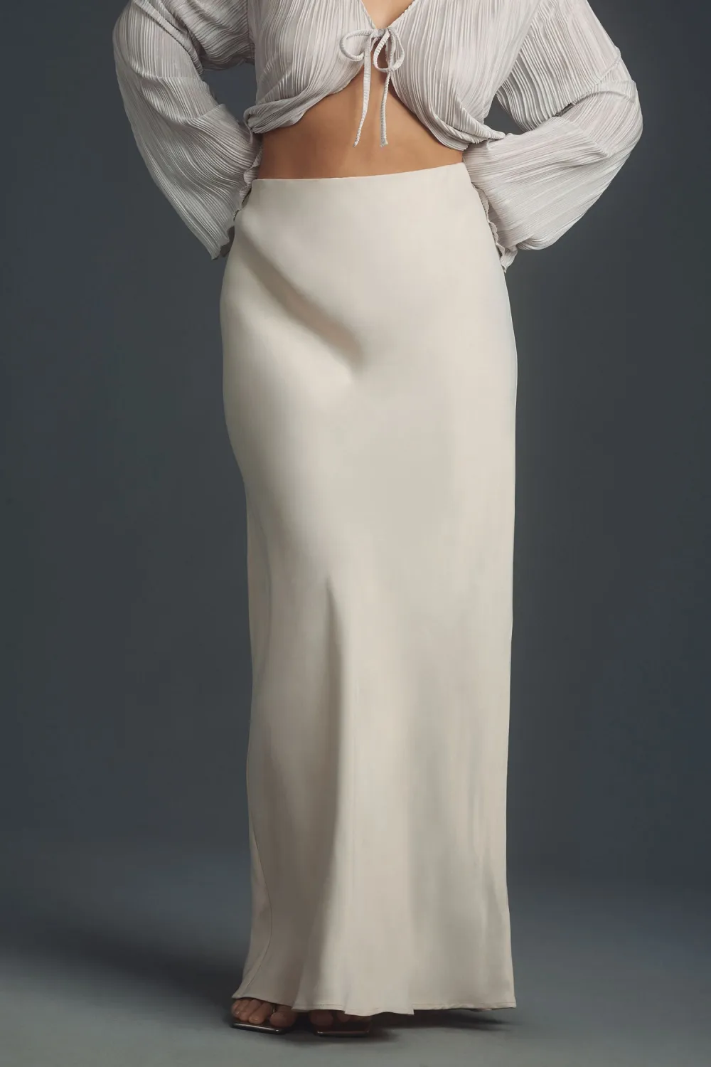 Embellished Side-Drape Maxi Skirt