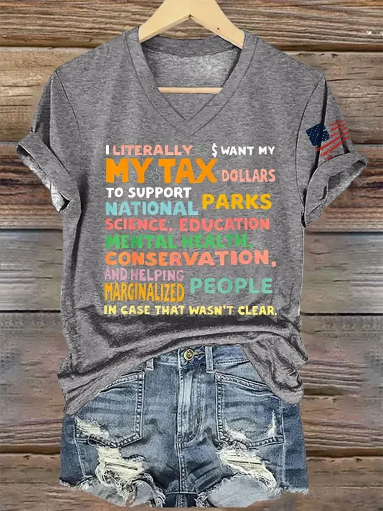 Woman'S My Tax V-Neck Short-Sleeve T-Shirt