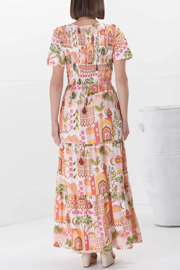 Colorful Vacation Print Maxi Dress