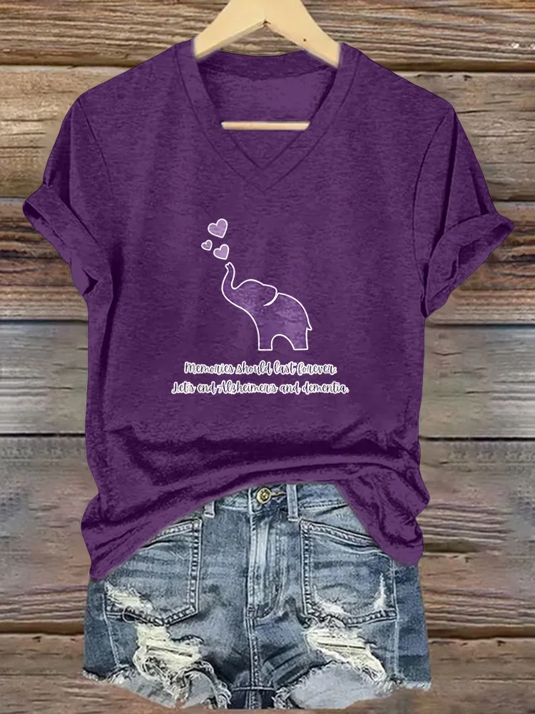 Women'S Memories Should Last Forever Jets End Alzheimer'S And Dementia V-Neck Short-Sleeved T-Shirt