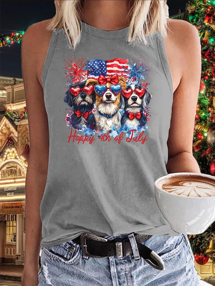 Women'S Happy 4Th Of July Round-Neck Vest