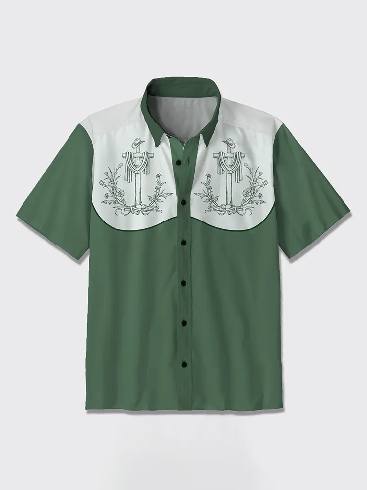 With Cowboy Hat Button Up Shirt