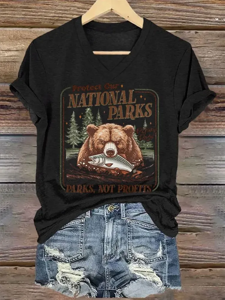 Woman'S Protect Our National Parks V-Neck Short-Sleeve T-Shirt
