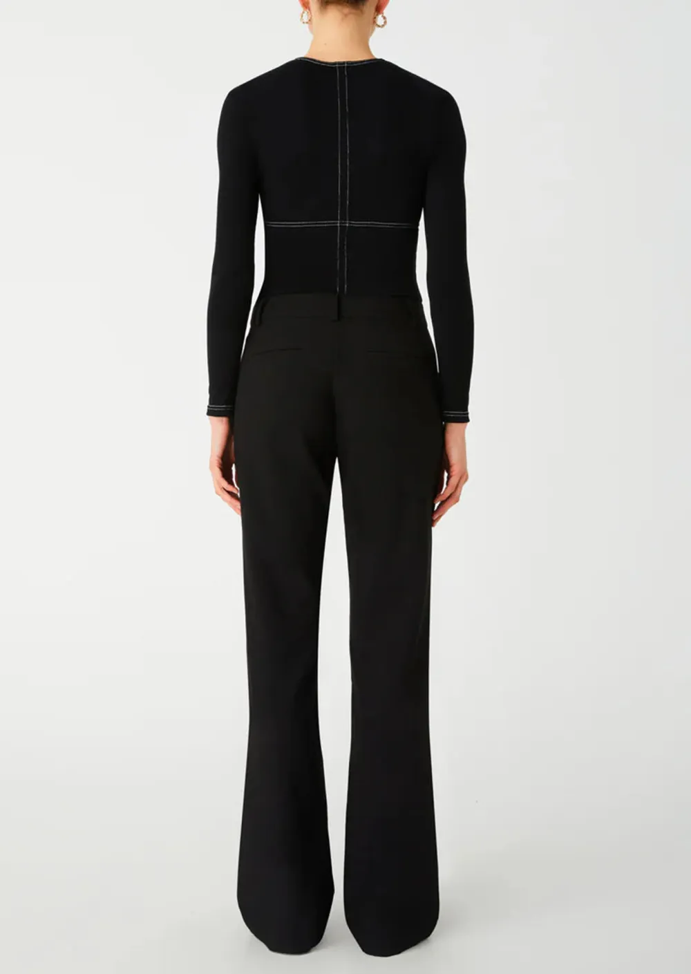 Black Long Sleeve Stitched Top