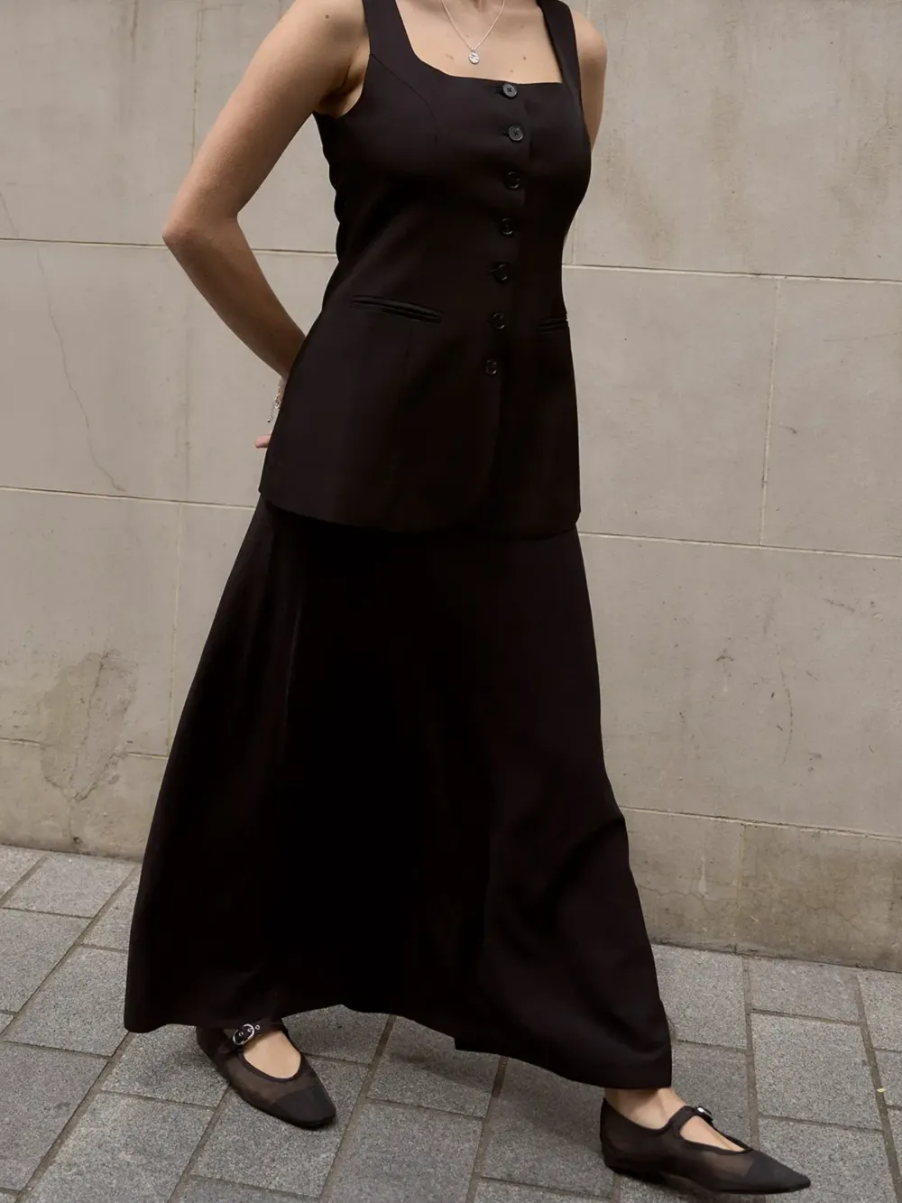 Black The Knitted Maxi Skirt